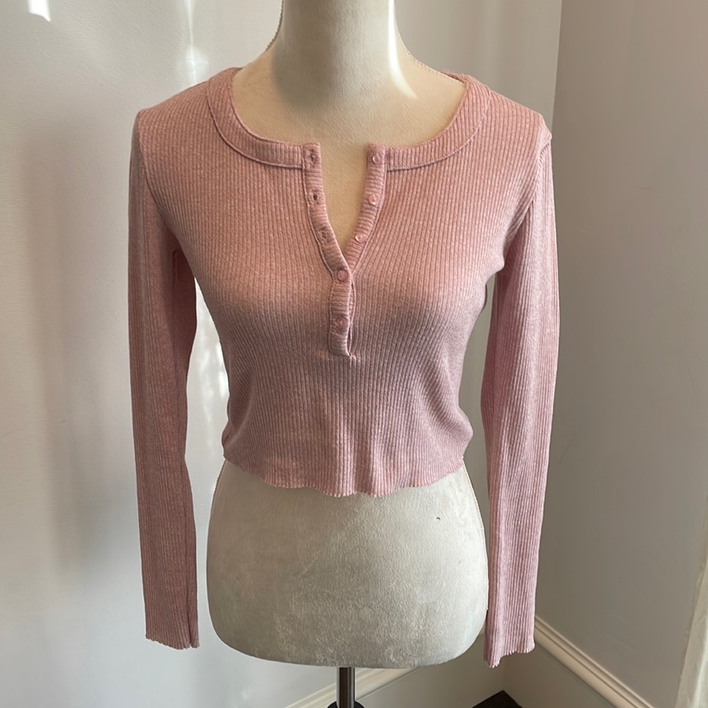 Pink Long Sleeve shirt with buttons, Super Soft Fabric